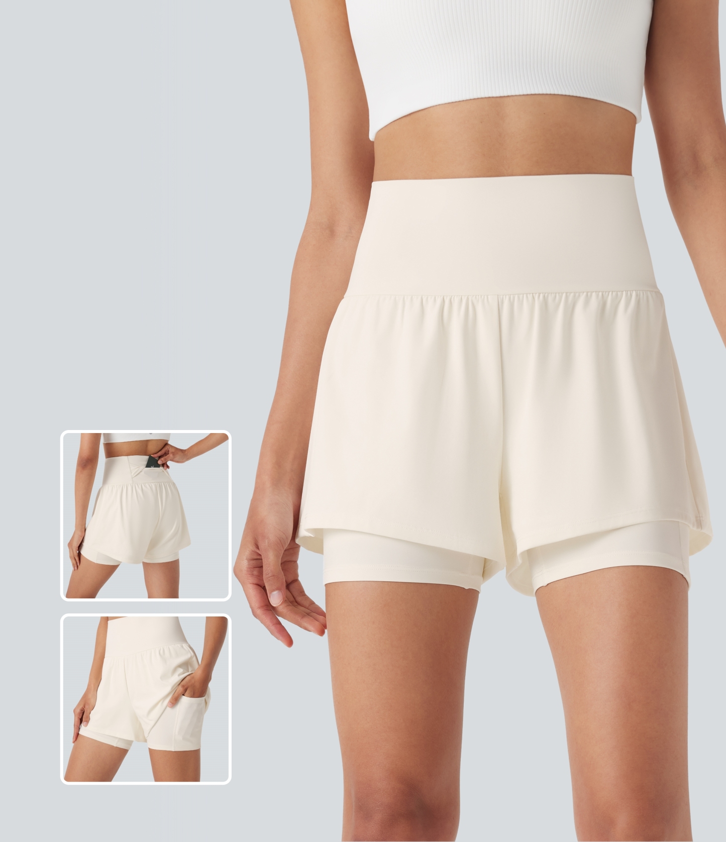 Airy Super High Waisted 2-in-1 Cool Touch Yoga Shorts 5'' with Pockets