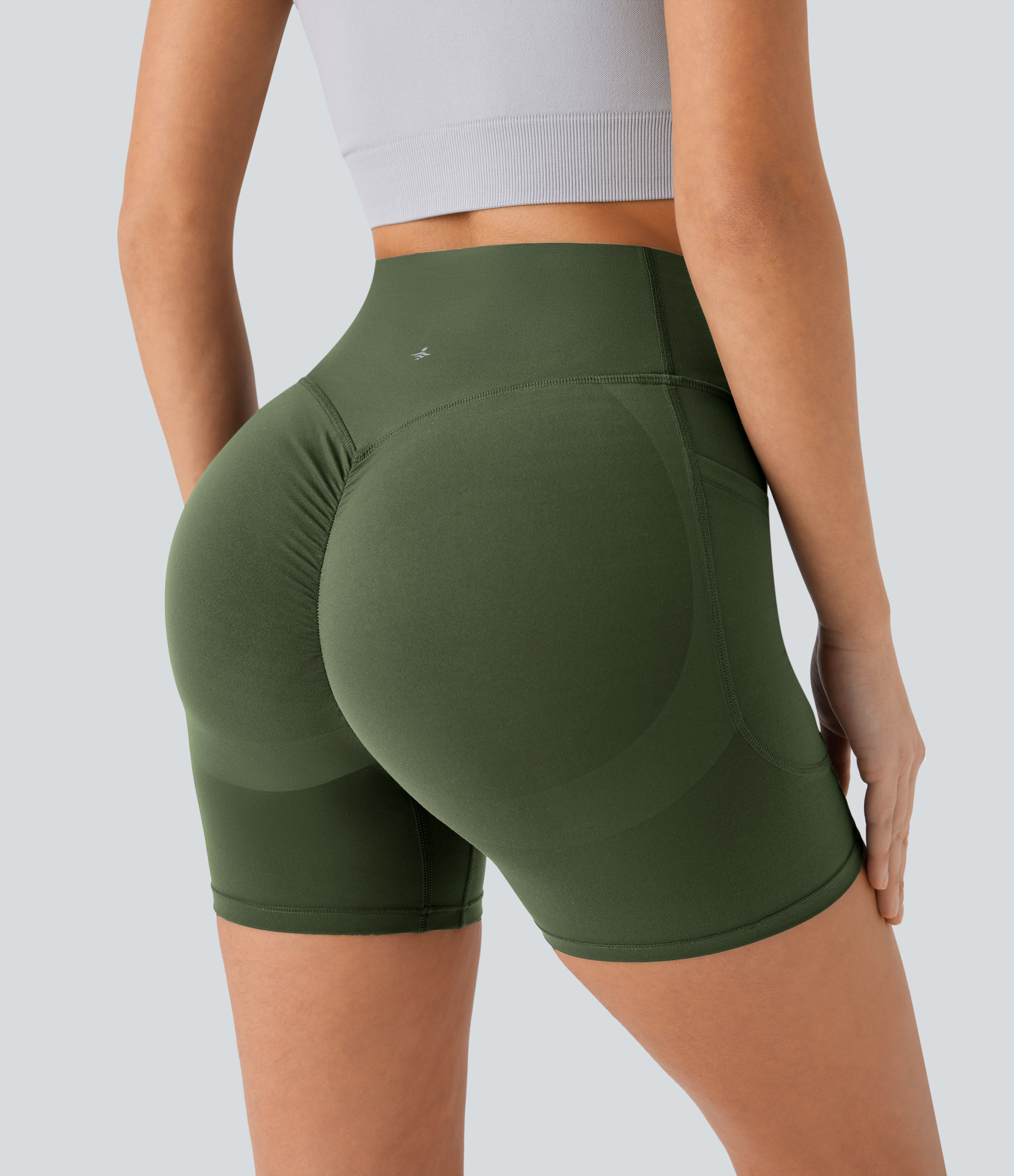 SoCinched High Waisted Scrunch Butt Lifting Tummy Control Side Pocket Shaping Workout Biker Shorts 5''