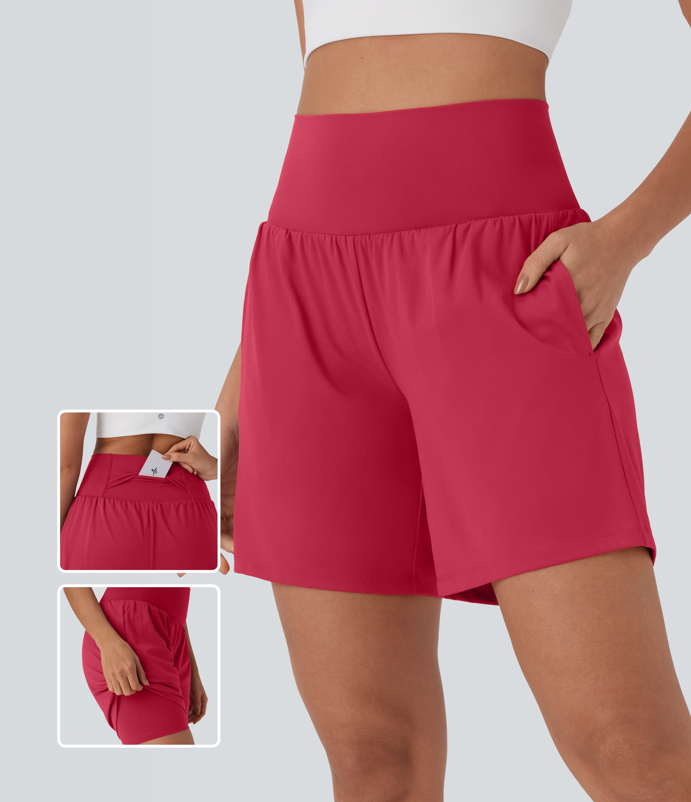 Airy Super High Waisted 2-in-1 Cool Touch Yoga Shorts 7" with Pockets