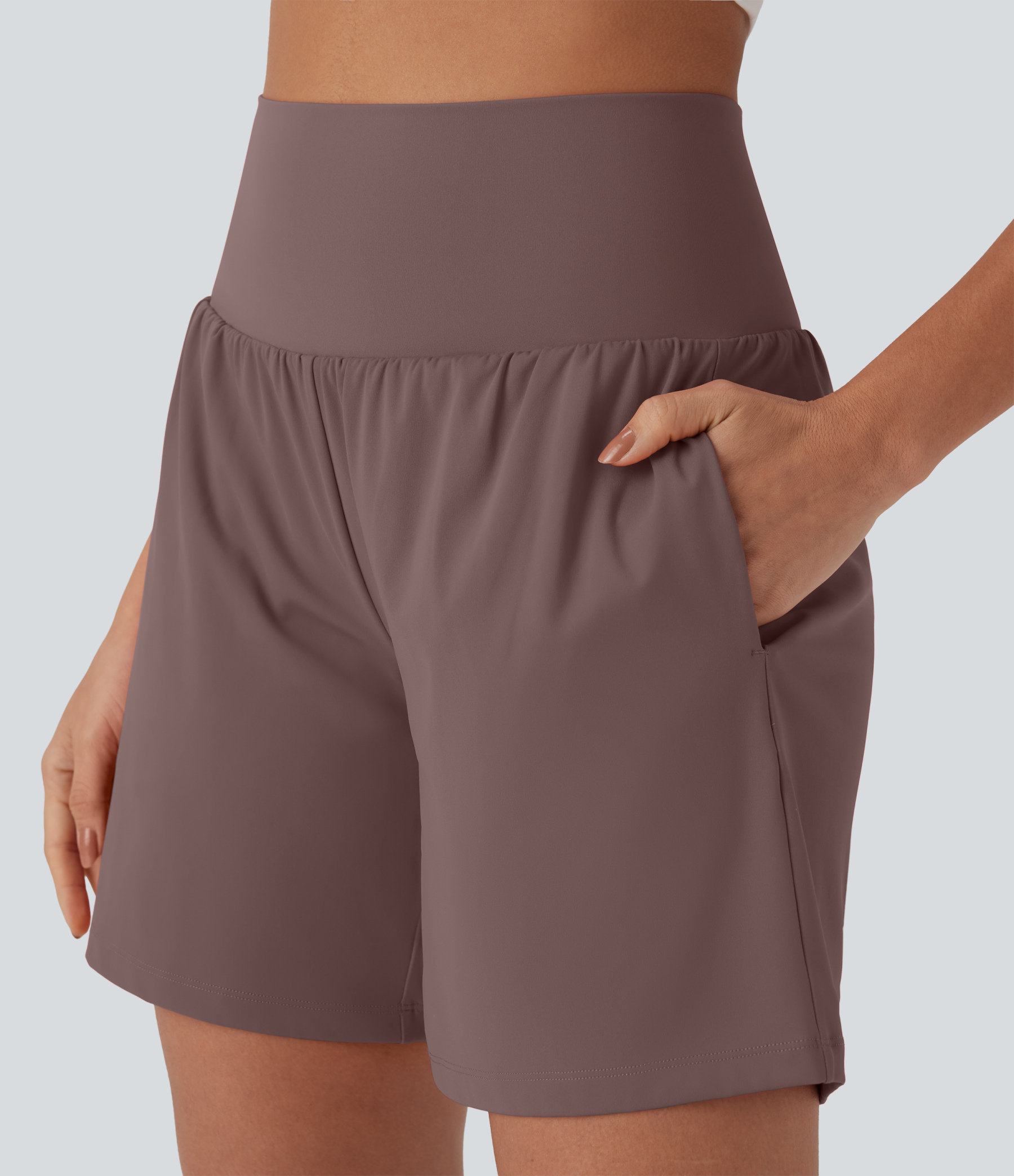 Airy Super High Waisted 2-in-1 Cool Touch Yoga Shorts 7" with Pockets