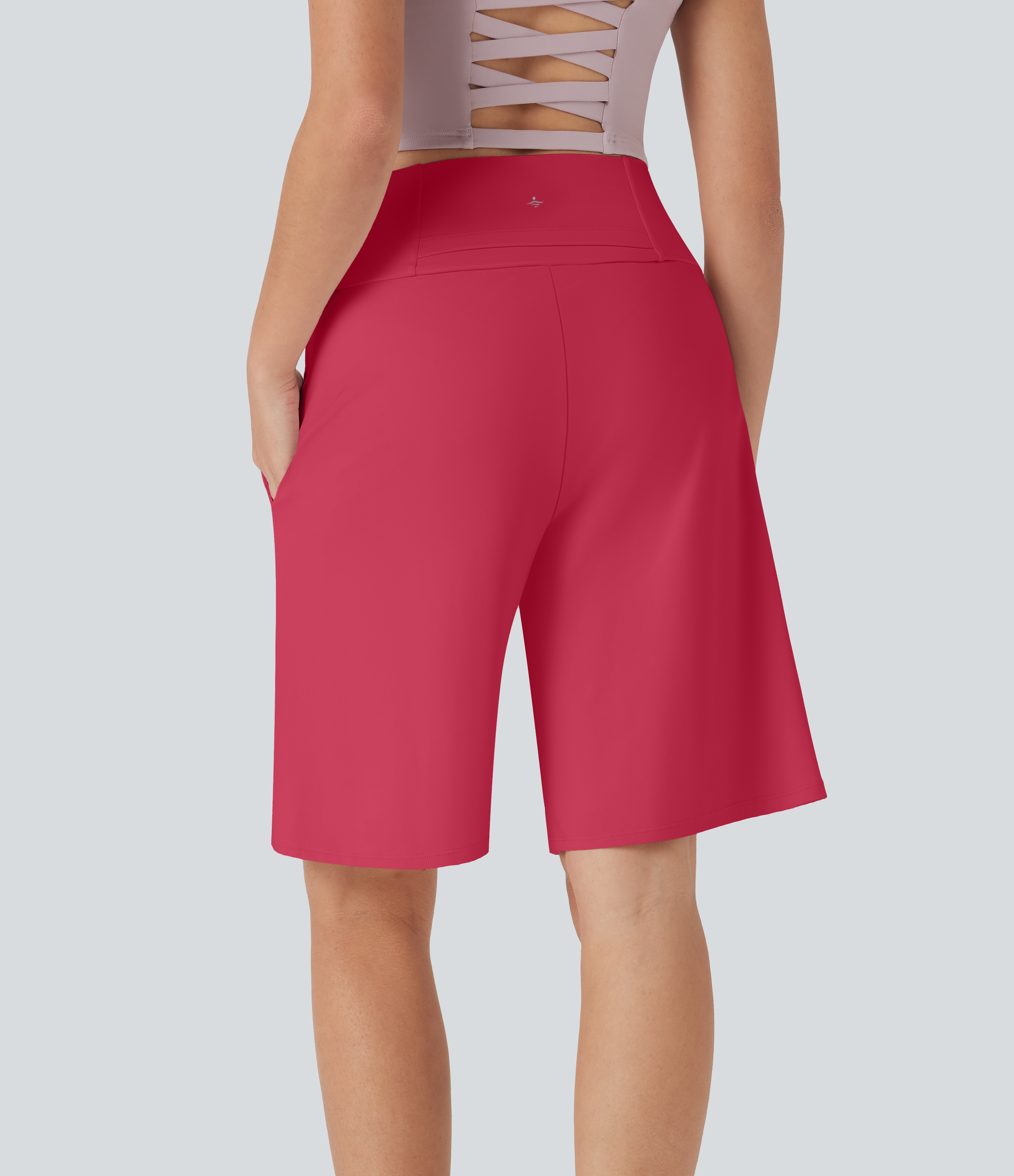 Airy High Waisted Pockets Cool Touch Yoga Bermuda Shorts