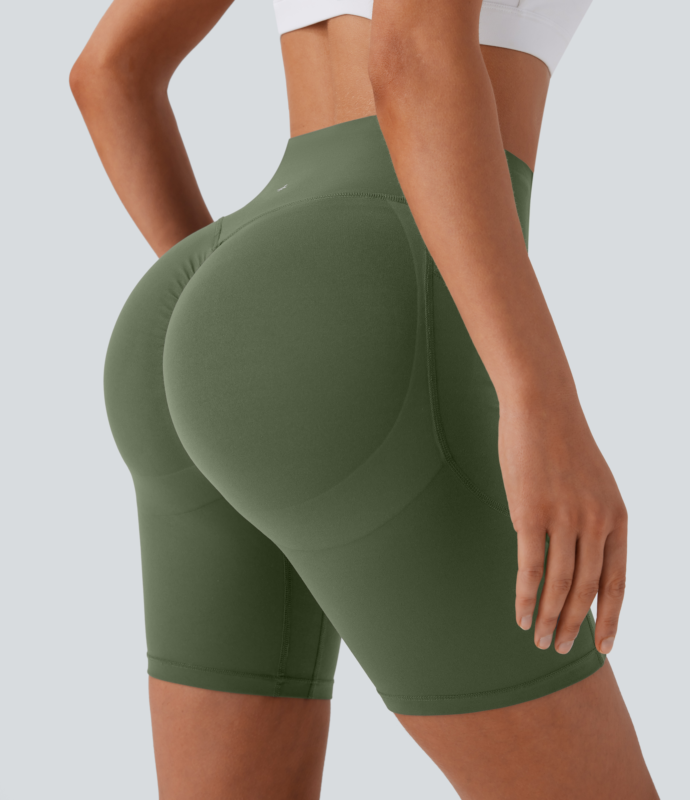 SoCinched High Waisted Scrunch Butt Lifting Tummy Control Side Pocket Shaping Workout Biker Shorts 7''