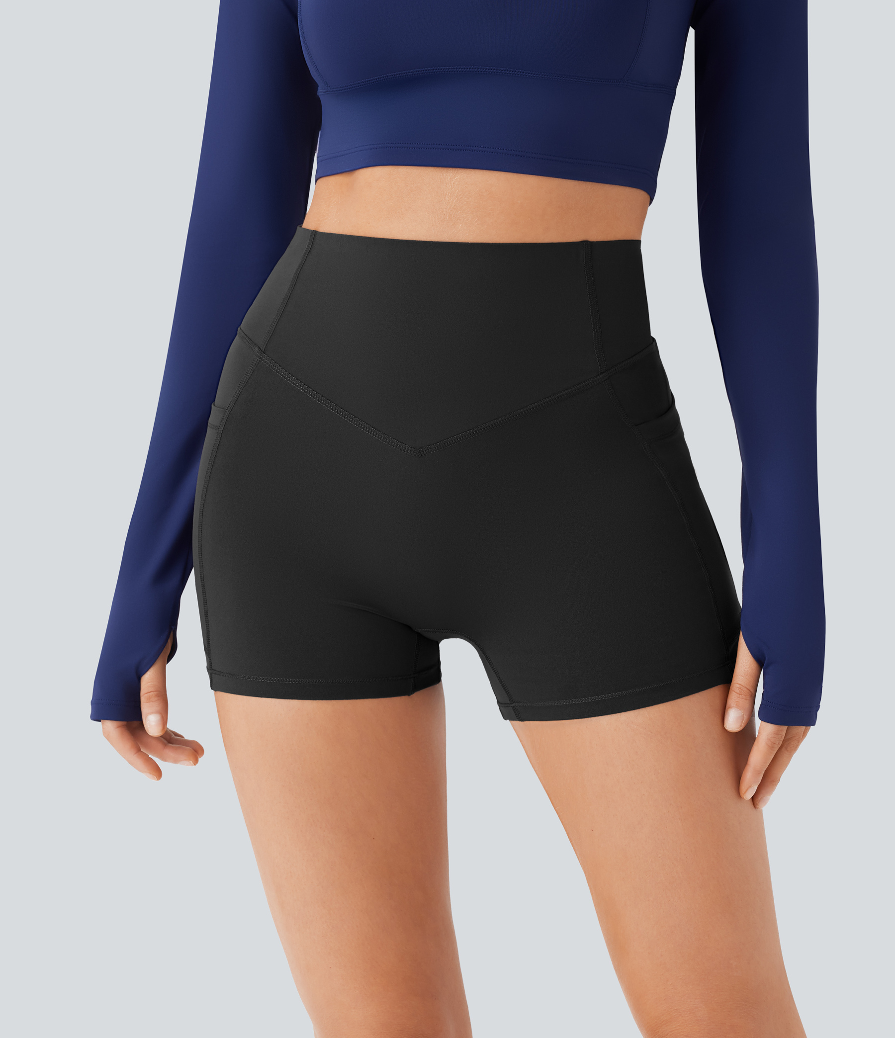 SoCinched High Waisted Scrunch Butt Lifting Tummy Control Pocket Shaping Workout Biker Shorts 3''