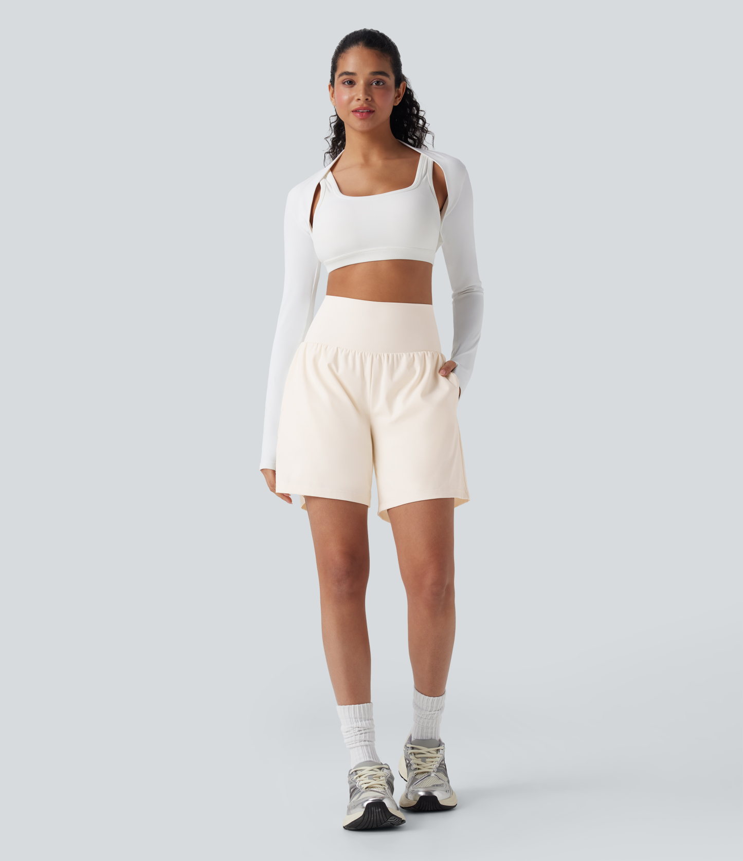 Airy Super High Waisted 2-in-1 Cool Touch Yoga Shorts 7" with Pockets