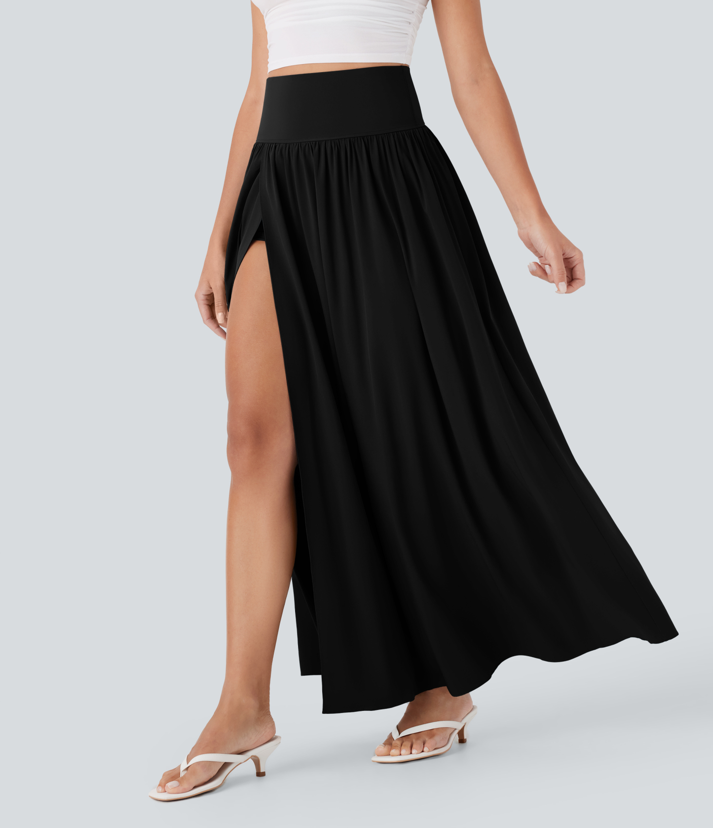 SoCinched High Waisted Tummy Control 2-in-1 Flowy Quick Dry Maxi Skirt