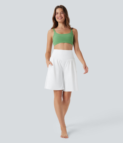 Airy High Waisted Pockets Cool Touch Yoga Bermuda Shorts
