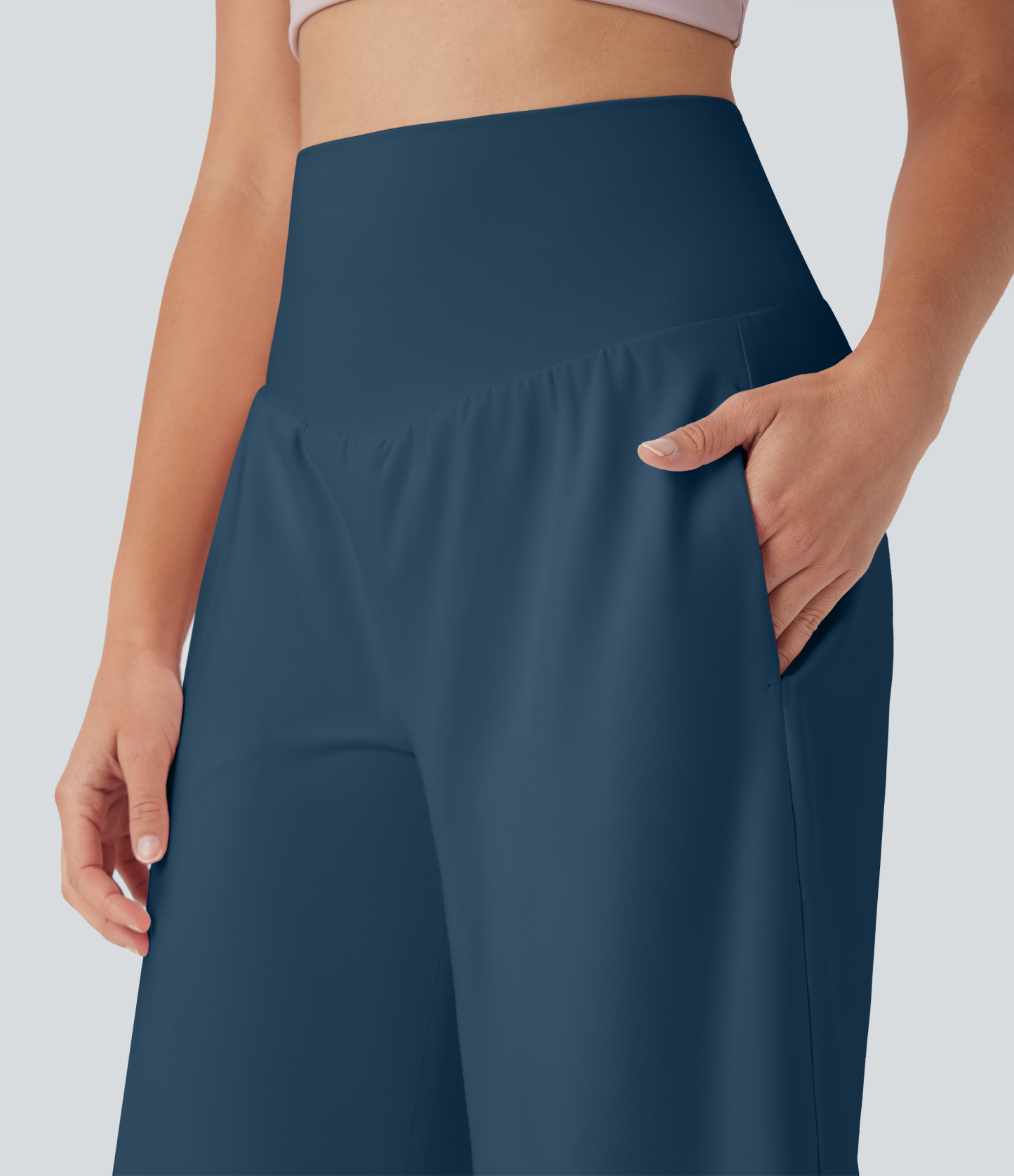 Airy High Waisted Pockets Cool Touch Yoga Bermuda Shorts