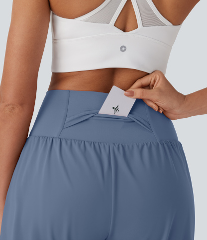 Airy Super High Waisted 2-in-1 Cool Touch Yoga Shorts 7" with Pockets