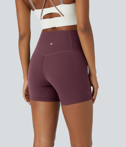 SoCinched High Waisted Tummy Control Side Pocket Shaping Training Biker Shorts 5''