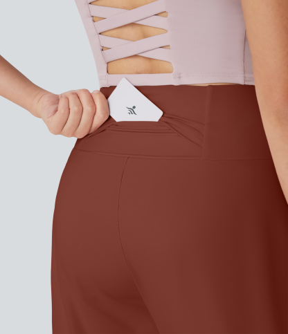 Airy High Waisted Pockets Cool Touch Yoga Bermuda Shorts