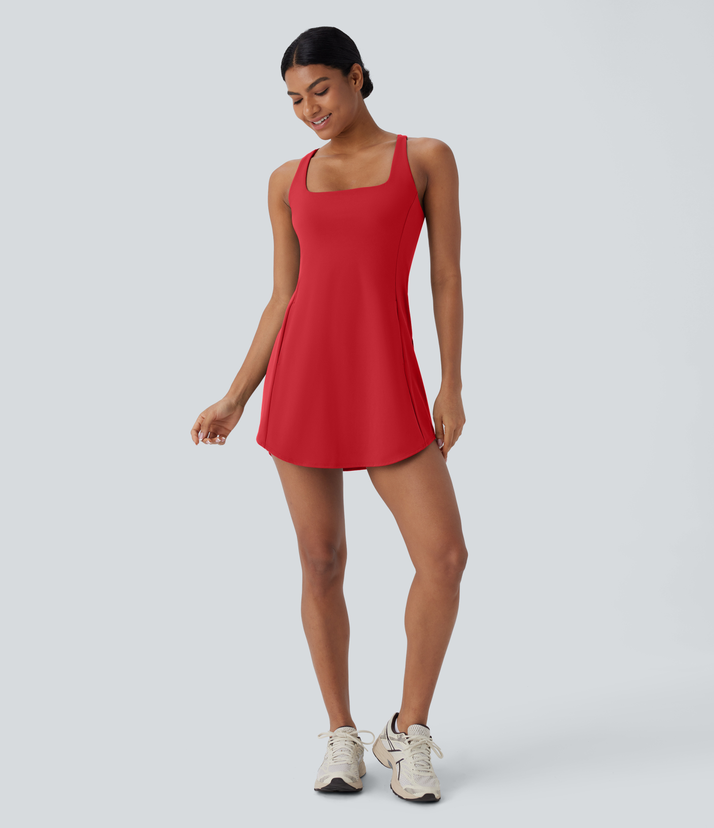 Plush Cut Out Pocket 2-Piece Mini Yoga Active Dress