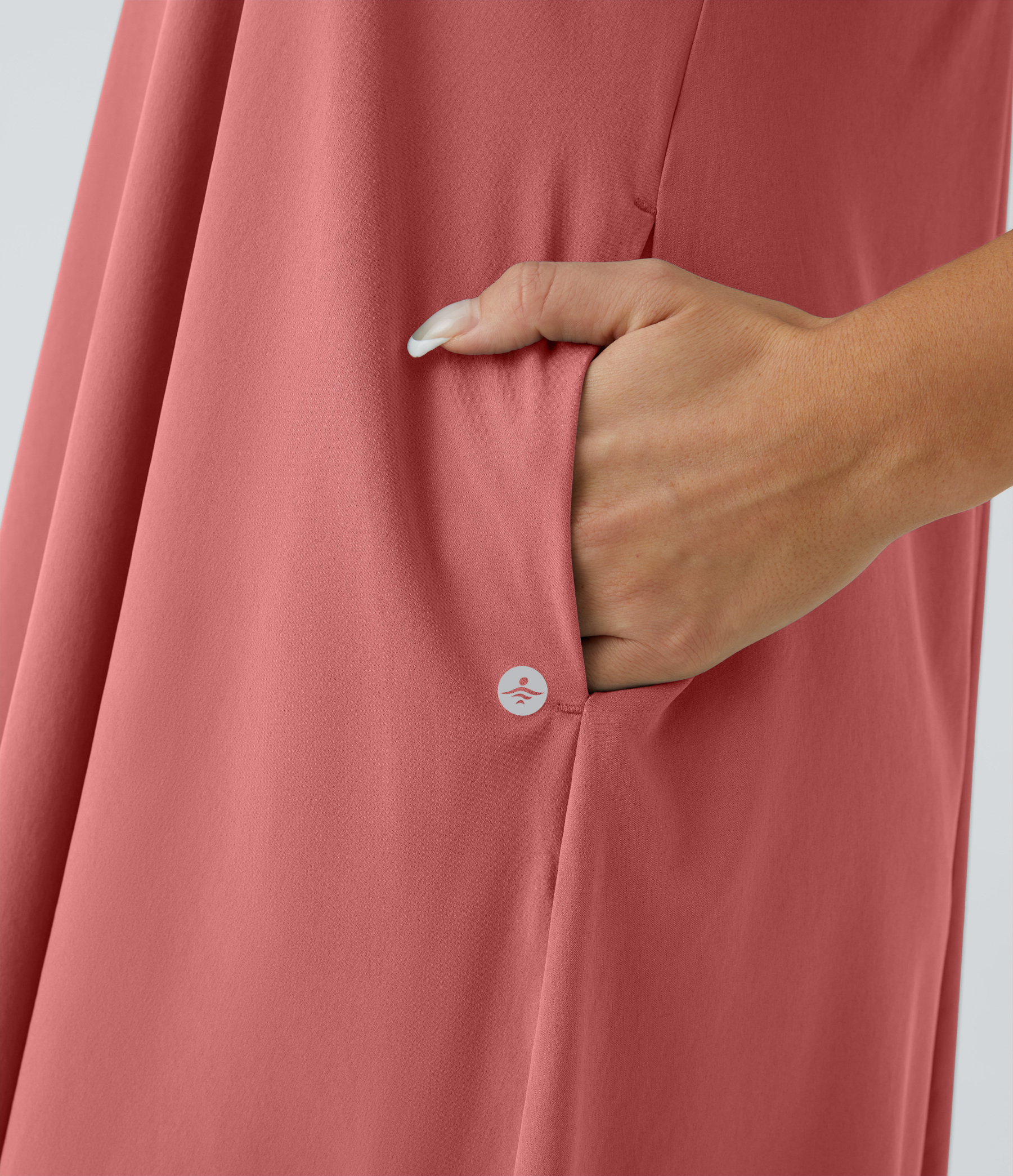 Backless Racerback Side Pocket High Low Flowy Midi Quick Dry Casual Dress