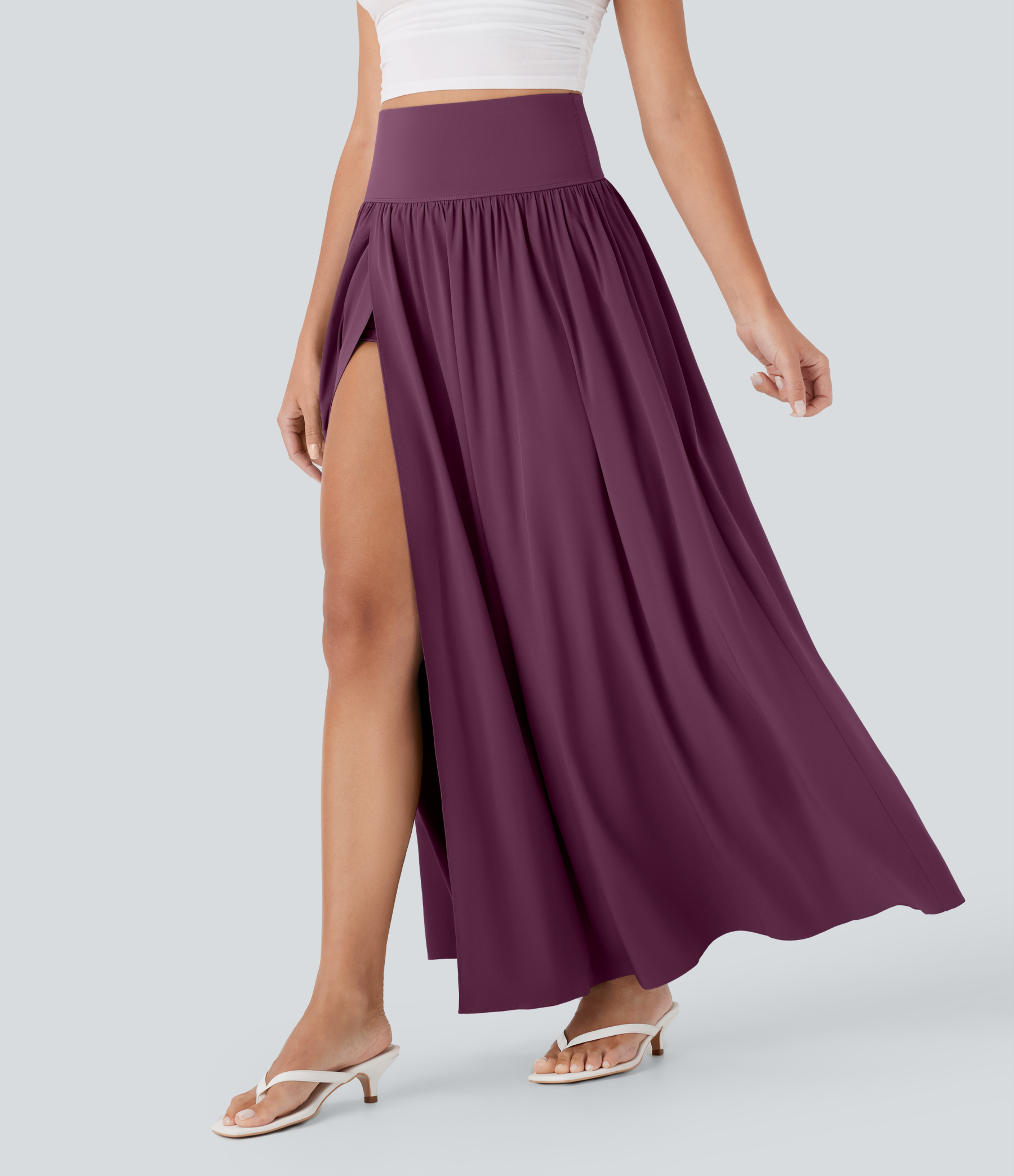 SoCinched High Waisted Tummy Control 2-in-1 Flowy Quick Dry Maxi Skirt