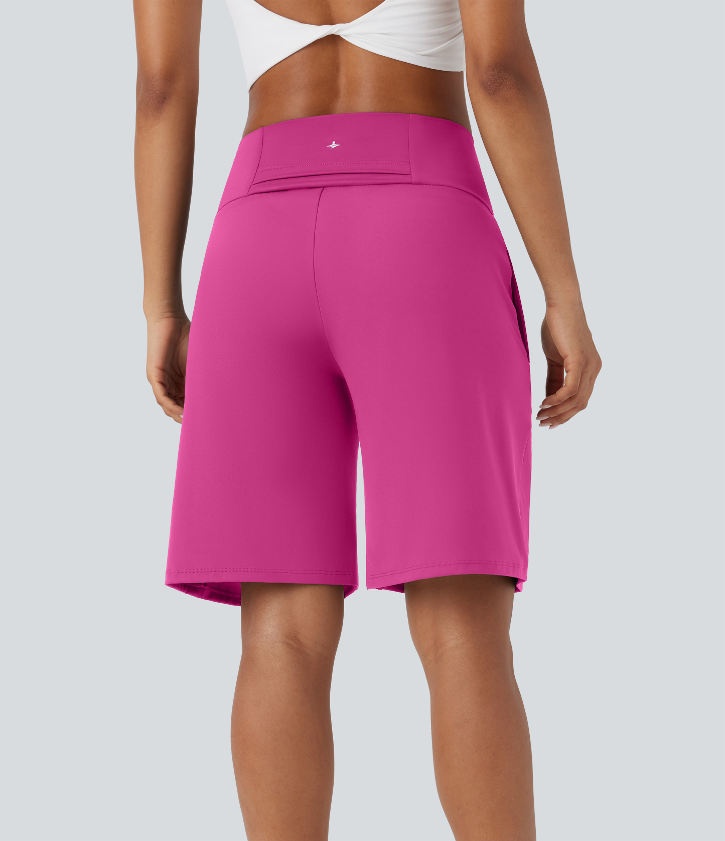 Airy High Waisted Pockets Cool Touch Yoga Bermuda Shorts