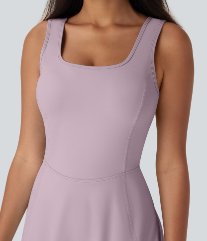Airy U Neck 2-in-1 Pocket Mini Cool Touch Dance Active Dress-Easy Peezy