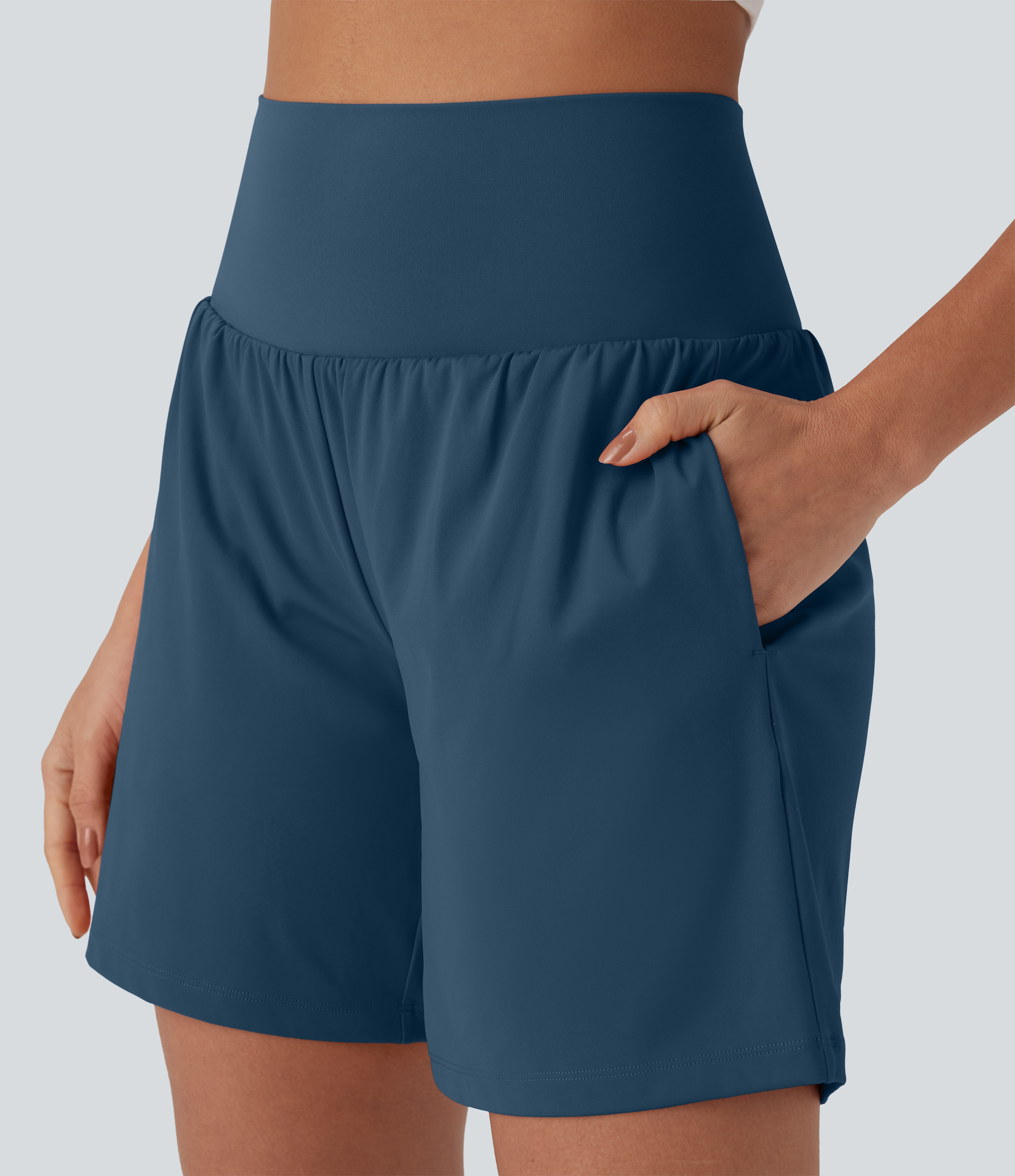 Airy Super High Waisted 2-in-1 Cool Touch Yoga Shorts 7" with Pockets