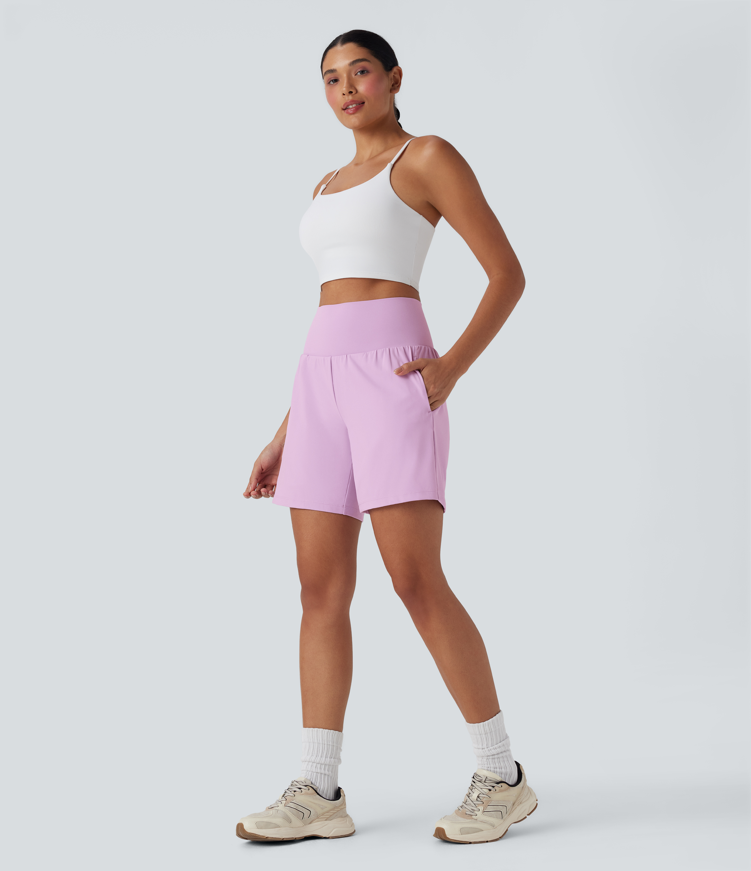 Airy Super High Waisted 2-in-1 Cool Touch Yoga Shorts 7" with Pockets