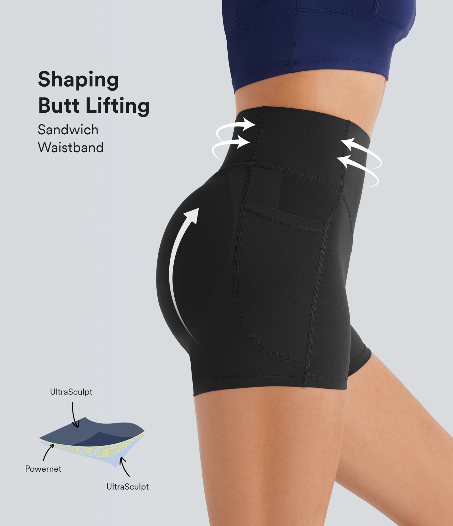 SoCinched High Waisted Scrunch Butt Lifting Tummy Control Pocket Shaping Workout Biker Shorts 3''