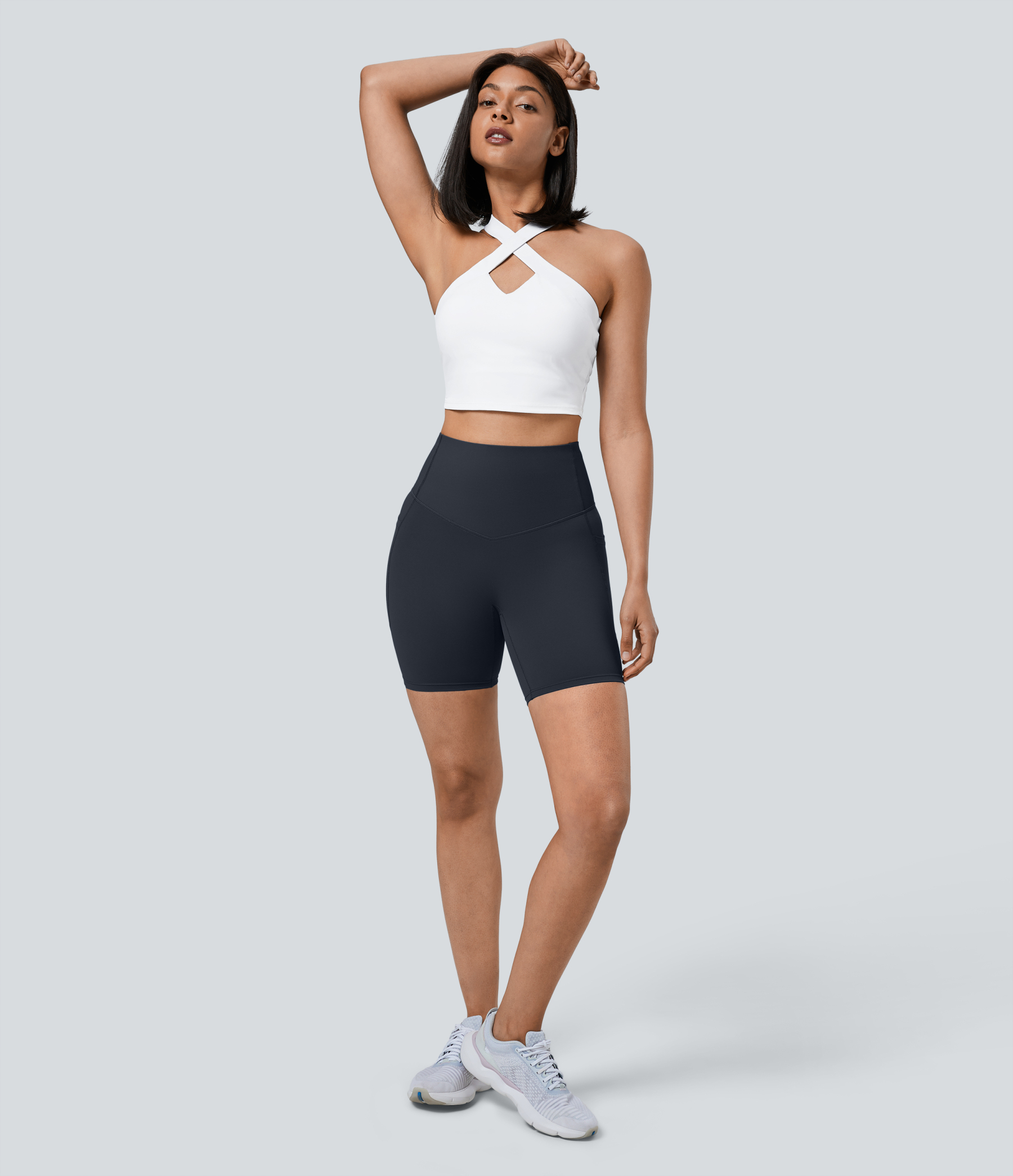 SoCinched High Waisted Tummy Control Pocket Shaping Training Biker Shorts 7''