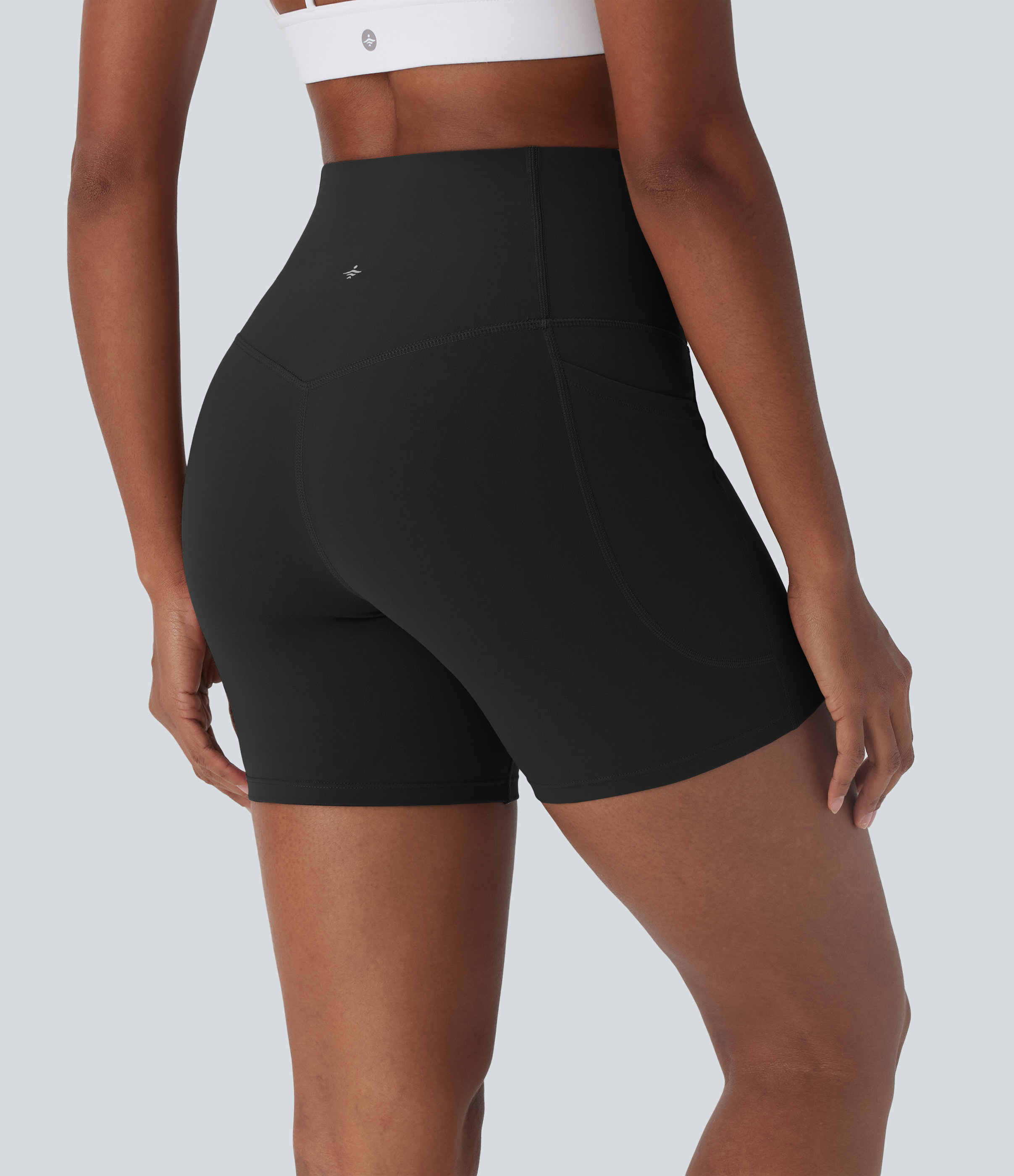 SoCinched High Waisted Tummy Control Built-in Underwear Anti-Bacterial Shaping Training Biker Shorts 5'' With Pockets