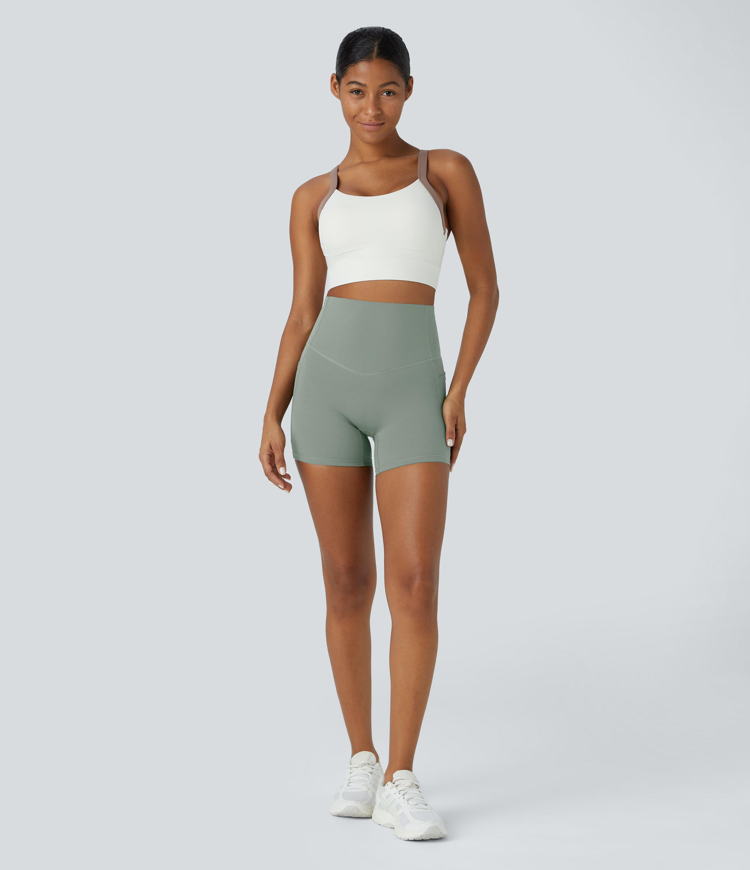 SoCinched High Waisted Tummy Control Side Pocket Shaping Training Biker Shorts 5''