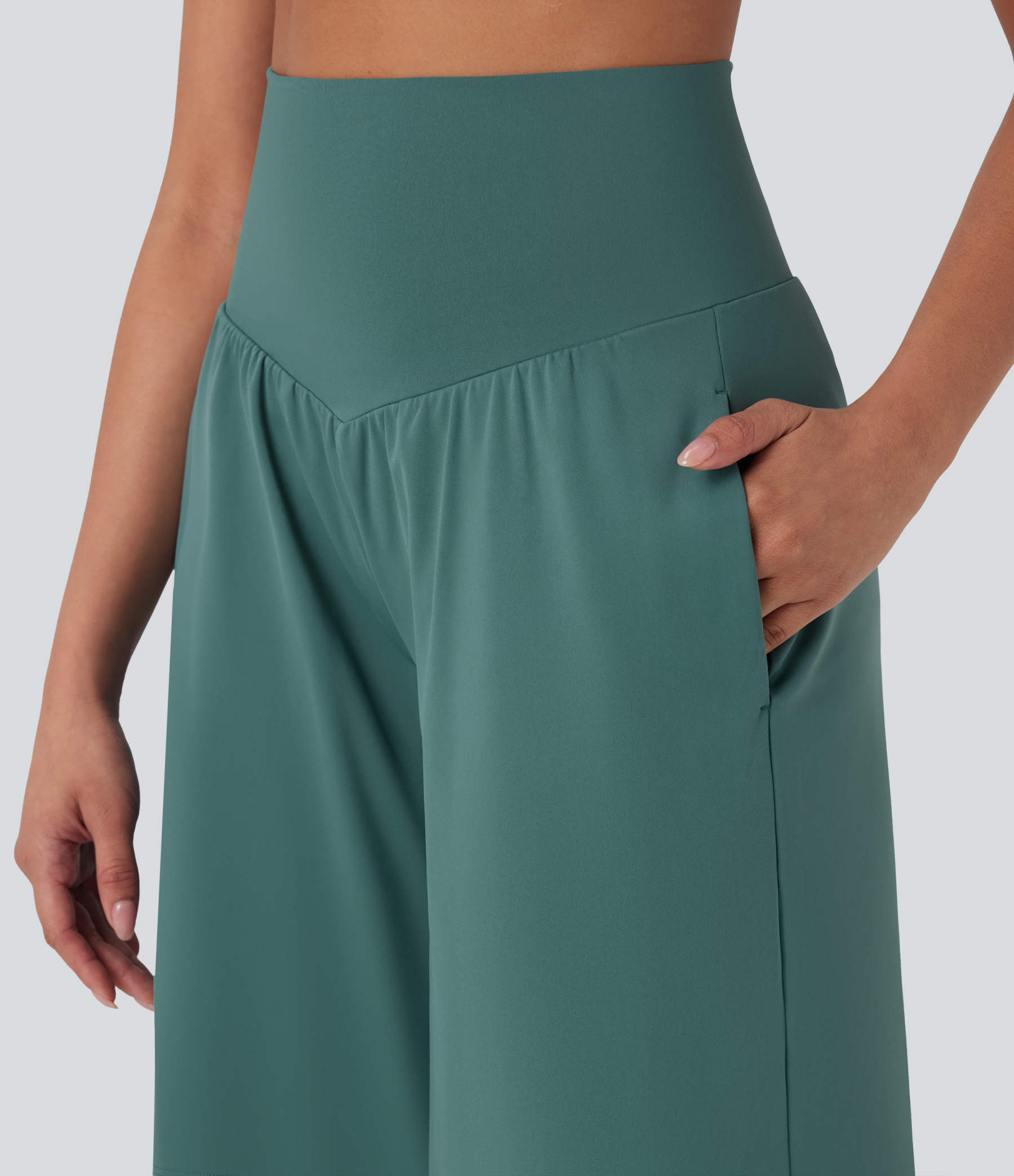 Airy High Waisted Pockets Cool Touch Yoga Bermuda Shorts