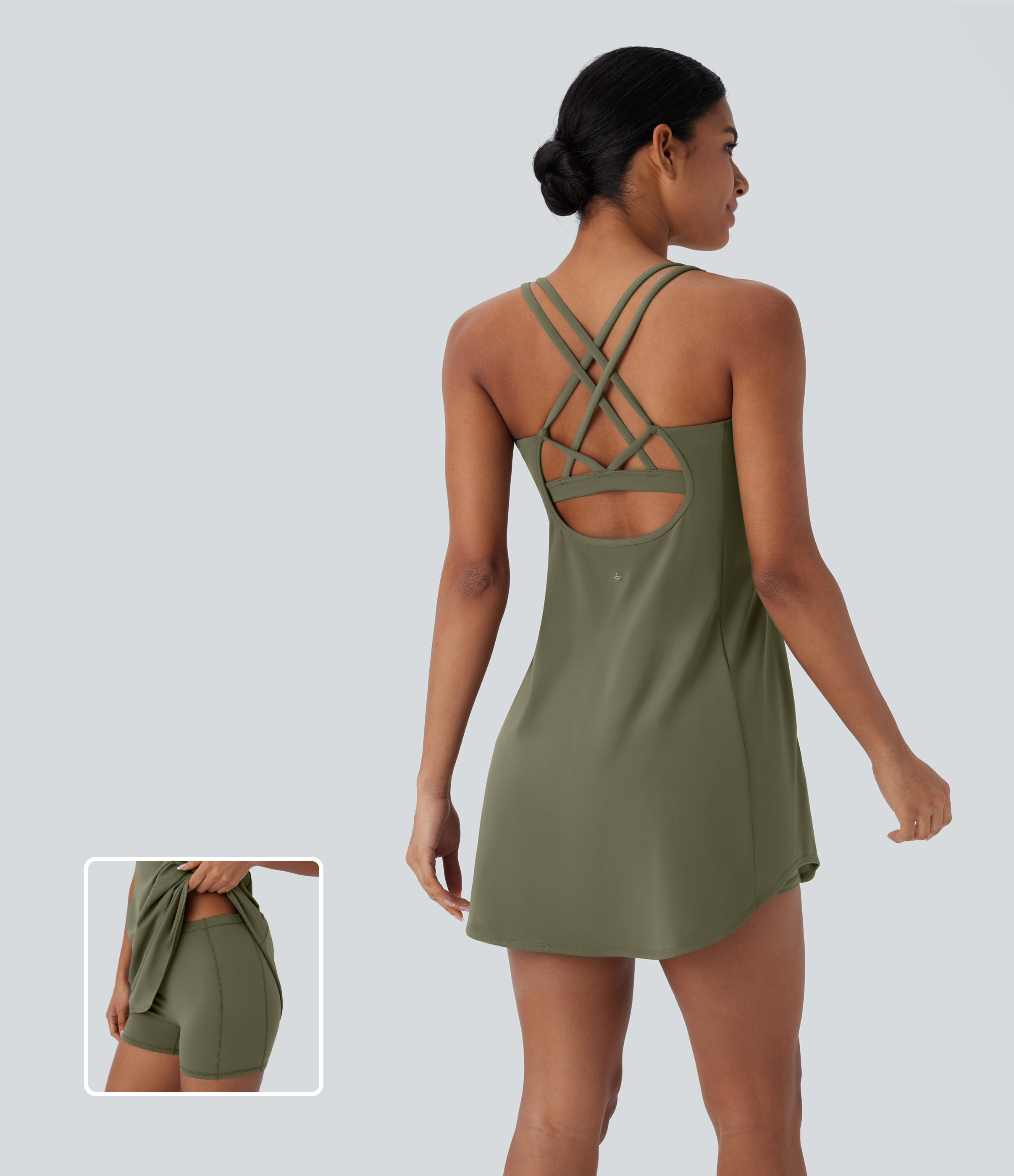 Plush Cut Out Pocket 2-Piece Mini Yoga Active Dress