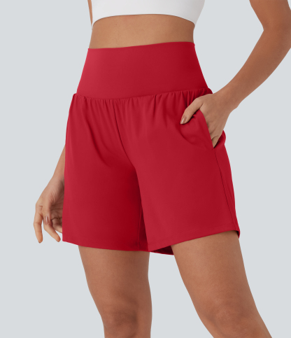 Airy Super High Waisted 2-in-1 Cool Touch Yoga Shorts 7" with Pockets