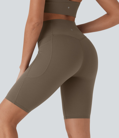 SoCinched High Waisted Tummy Control Pocket Shaping Training Biker Shorts 9''