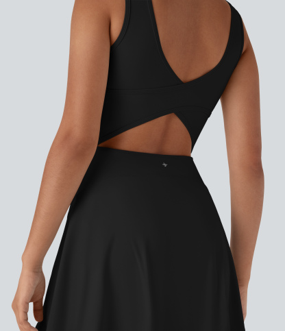 Airy U Neck 2-in-1 Pocket Mini Cool Touch Dance Active Dress-Easy Peezy