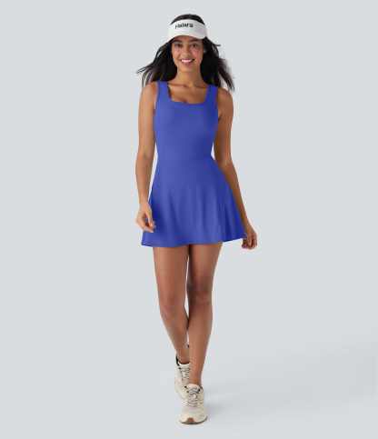 Airy U Neck 2-in-1 Pocket Mini Cool Touch Dance Active Dress-Easy Peezy
