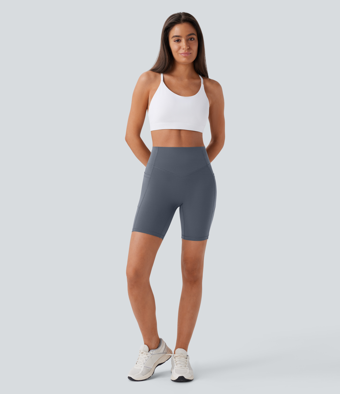 SoCinched High Waisted Scrunch Butt Lifting Tummy Control Side Pocket Shaping Workout Biker Shorts 7''