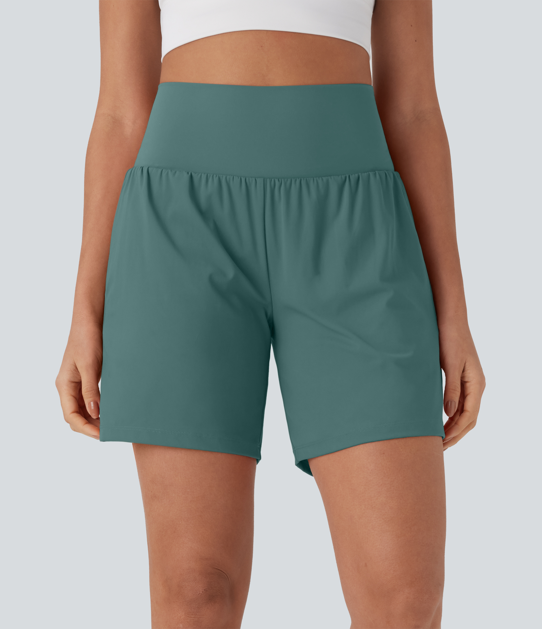 Airy Super High Waisted 2-in-1 Cool Touch Yoga Shorts 7" with Pockets