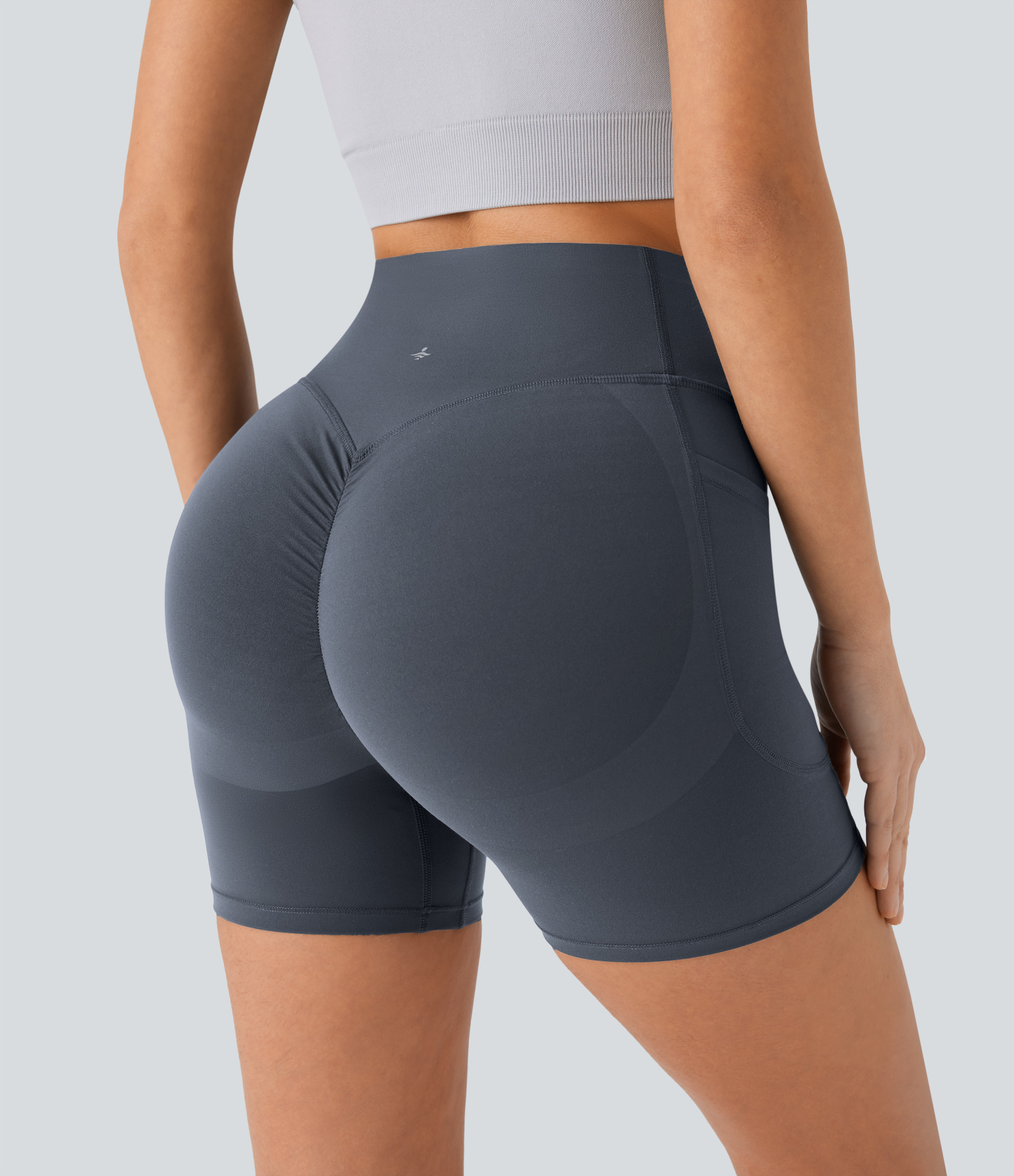 SoCinched High Waisted Scrunch Butt Lifting Tummy Control Side Pocket Shaping Workout Biker Shorts 5''