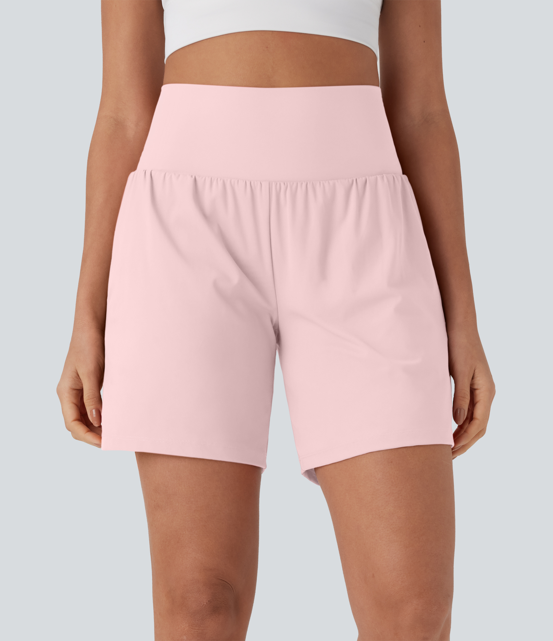 Airy Super High Waisted 2-in-1 Cool Touch Yoga Shorts 7" with Pockets