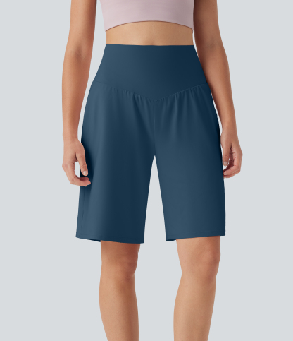 Airy High Waisted Pockets Cool Touch Yoga Bermuda Shorts