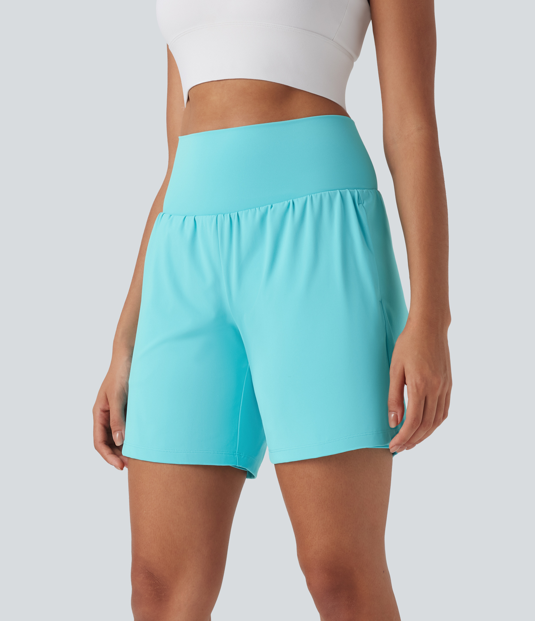 Airy Super High Waisted 2-in-1 Cool Touch Yoga Shorts 7" with Pockets