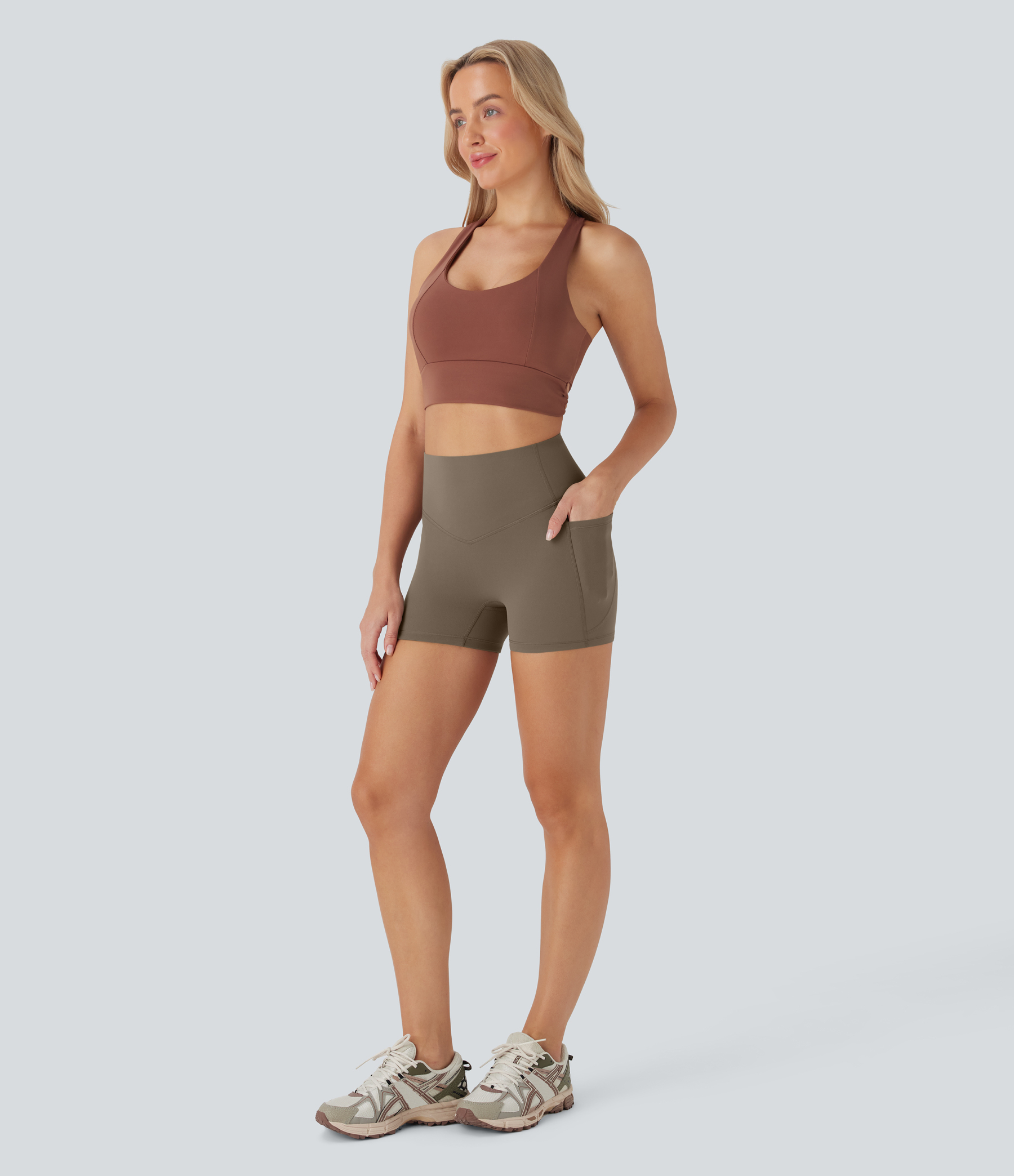 SoCinched High Waisted Tummy Control Pocket Shaping Training Biker Shorts 3''