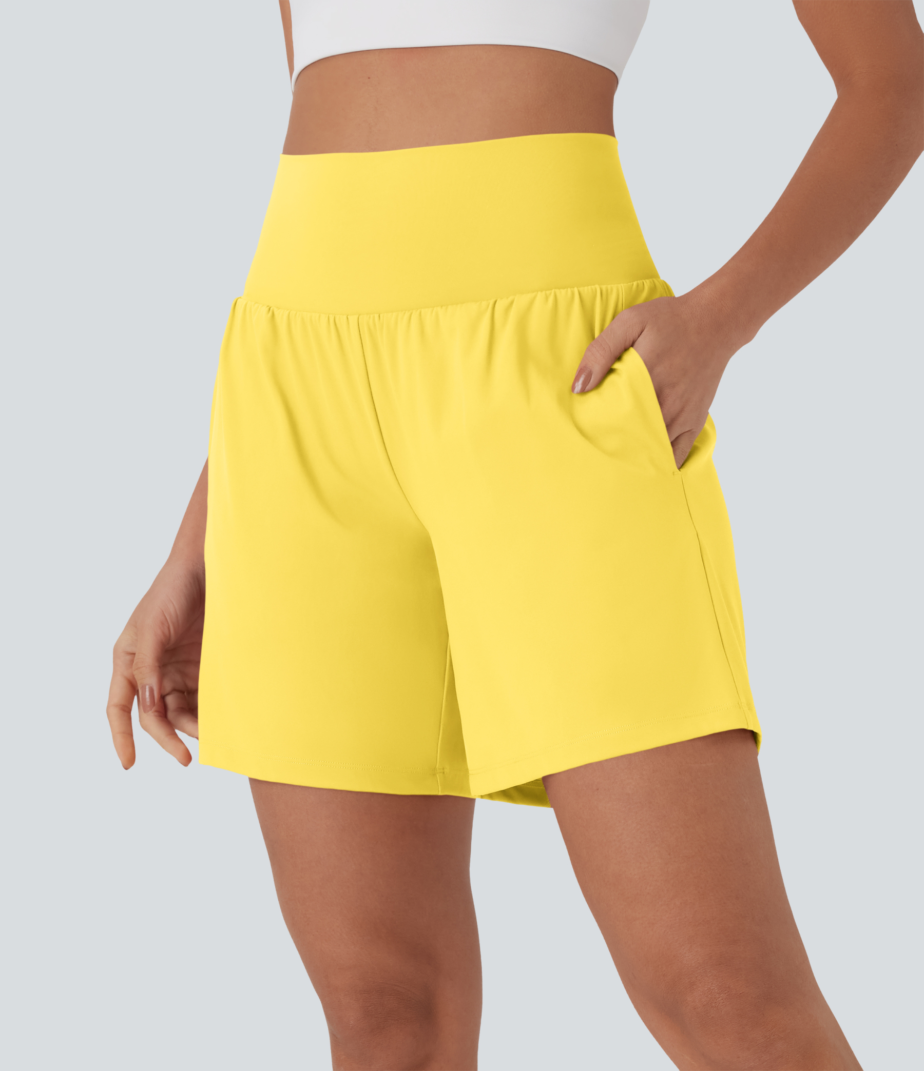 Airy Super High Waisted 2-in-1 Cool Touch Yoga Shorts 7" with Pockets
