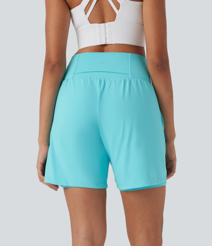 Airy Super High Waisted 2-in-1 Cool Touch Yoga Shorts 7" with Pockets