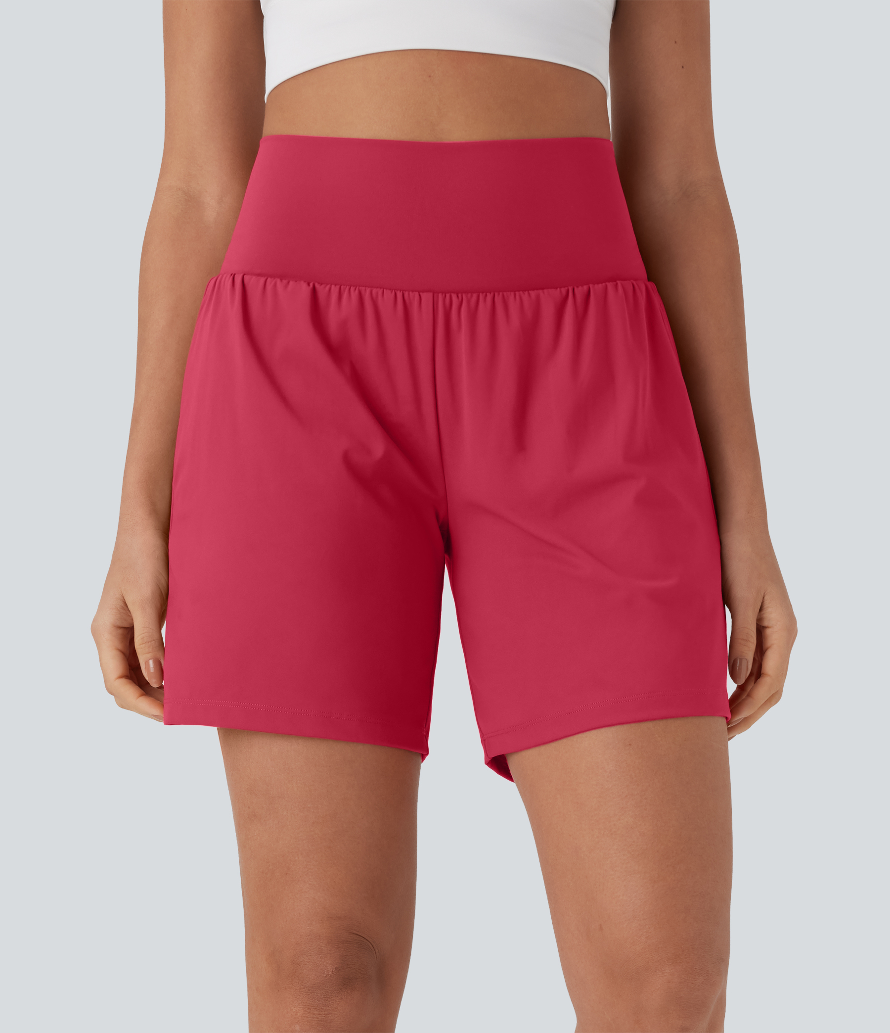 Airy Super High Waisted 2-in-1 Cool Touch Yoga Shorts 7" with Pockets
