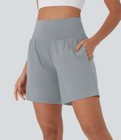 Airy Super High Waisted 2-in-1 Cool Touch Yoga Shorts 7" with Pockets