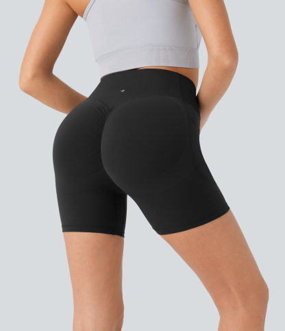 SoCinched High Waisted Scrunch Butt Lifting Tummy Control Side Pocket Shaping Workout Biker Shorts 5''