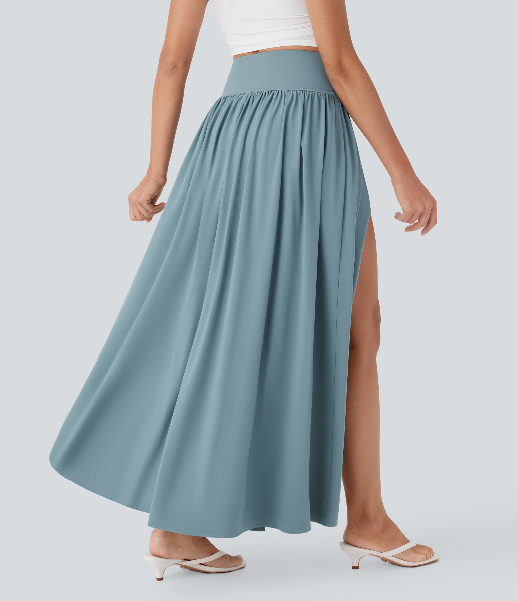 SoCinched High Waisted Tummy Control 2-in-1 Flowy Quick Dry Maxi Skirt