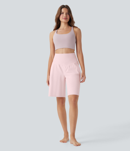 Airy High Waisted Pockets Cool Touch Yoga Bermuda Shorts