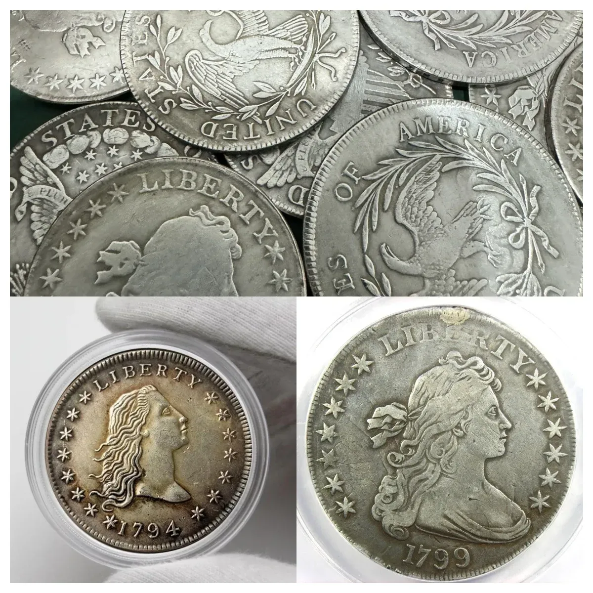 Last 20 sets!!! Hot Sale America's First 1794 Liberty Flowing Hair  Dollar Silver