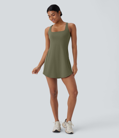 Plush Cut Out Pocket 2-Piece Mini Yoga Active Dress
