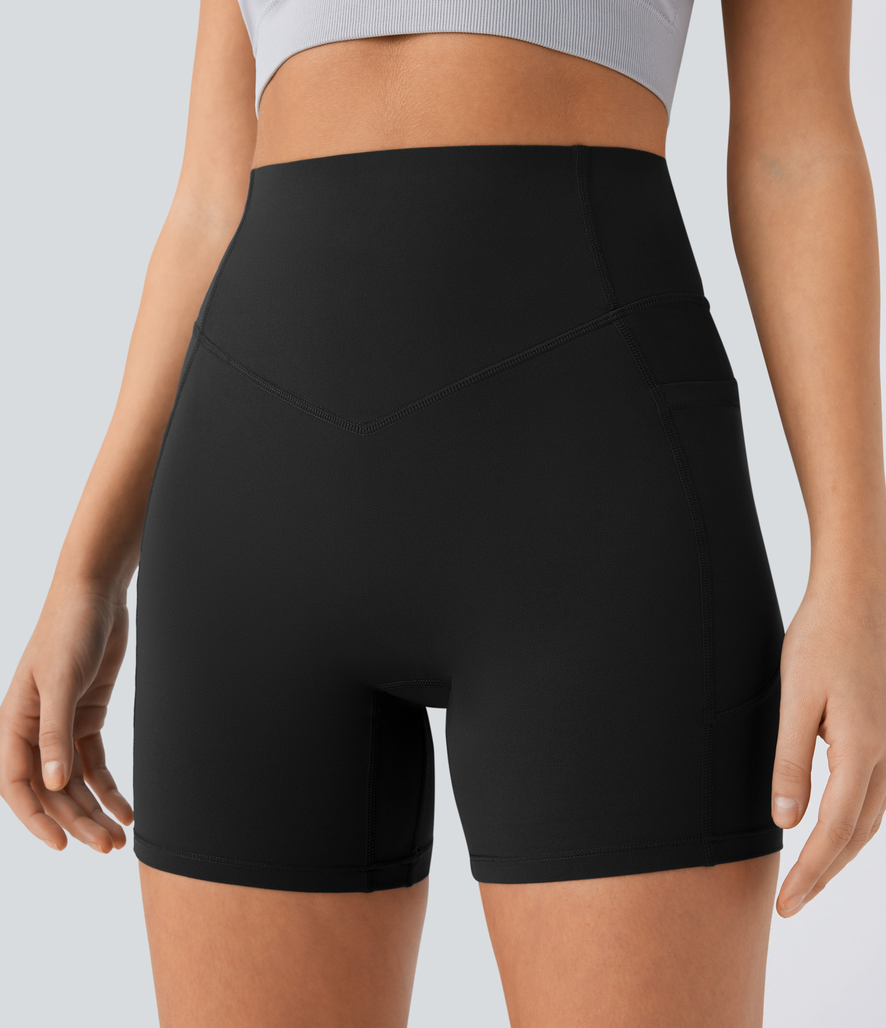 SoCinched High Waisted Scrunch Butt Lifting Tummy Control Side Pocket Shaping Workout Biker Shorts 5''