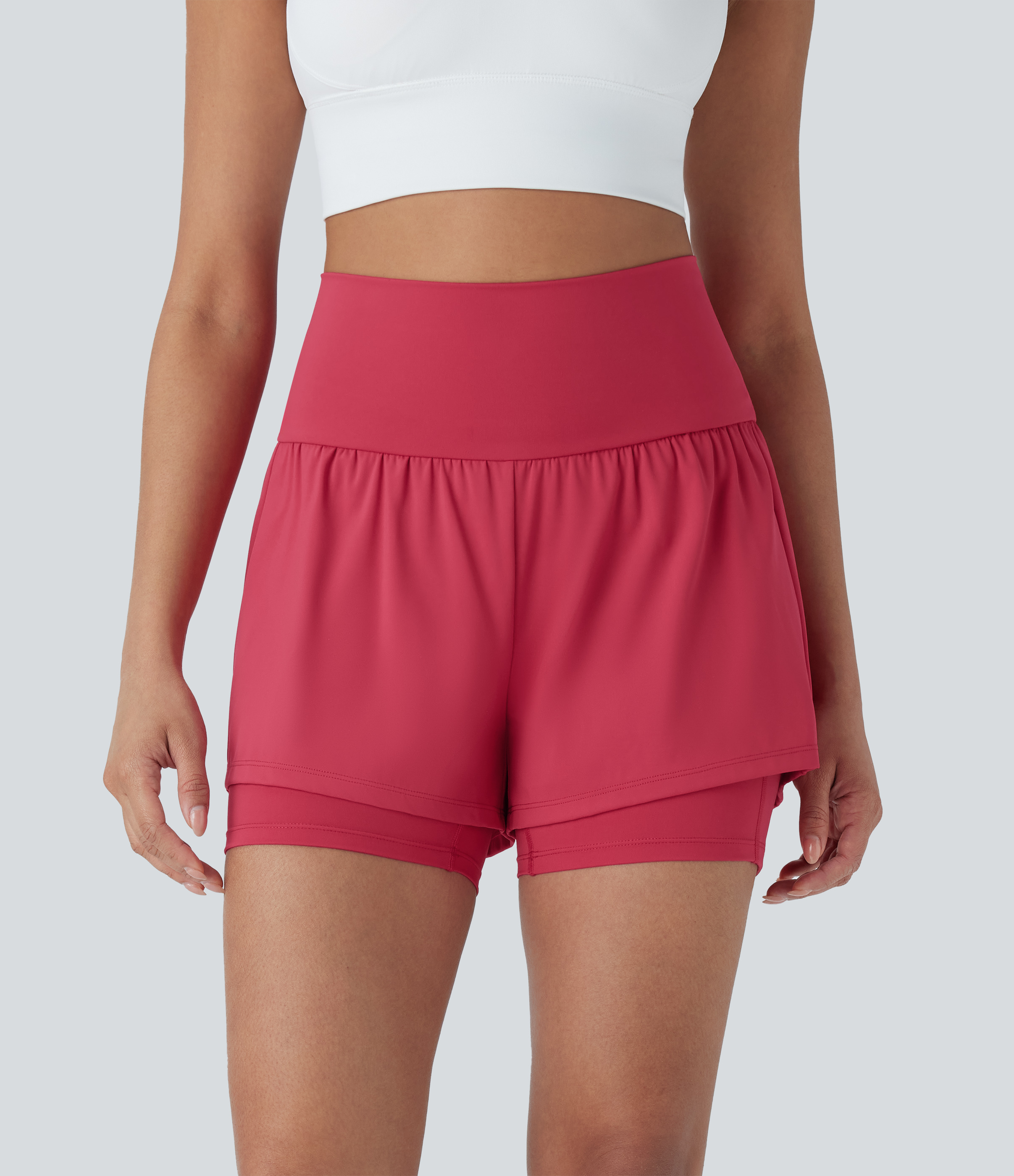 Airy Super High Waisted 2-in-1 Cool Touch Yoga Shorts 5'' with Pockets
