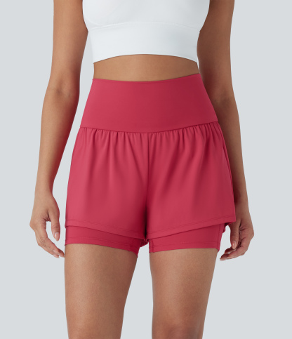 Airy Super High Waisted 2-in-1 Cool Touch Yoga Shorts 5'' with Pockets